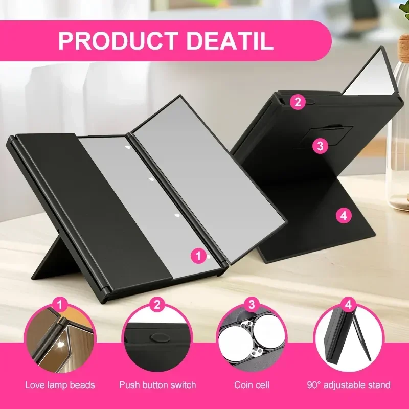 

Get the perfect look anywhere with the three-sided portable LED makeup mirror ideal for travel and retouching