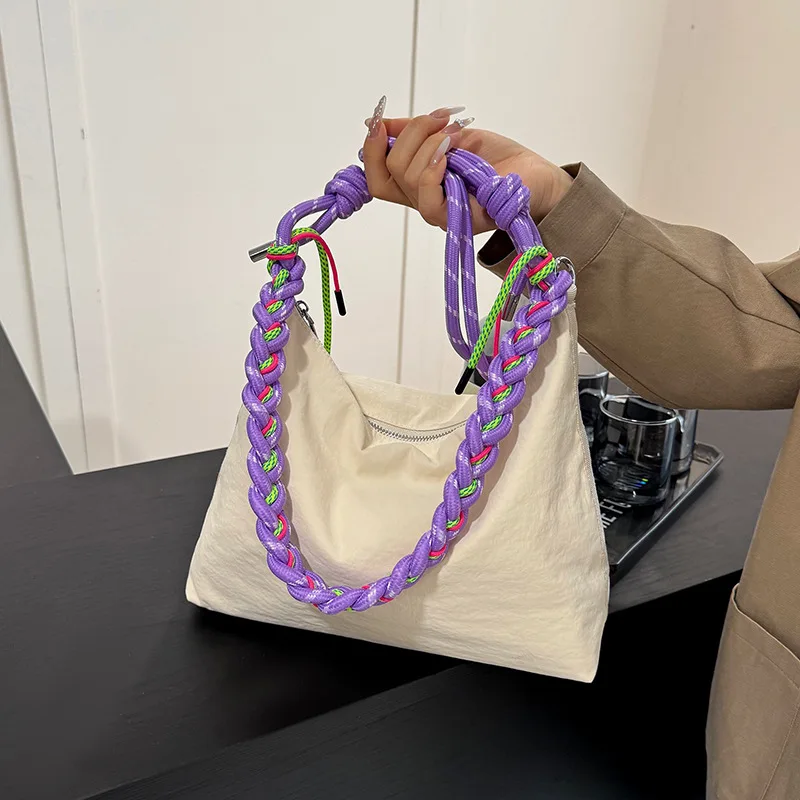 

Macaron Color Woven Strap Lightweight Shoulder Bag Korean Style Fashionable and Versatile Crossbody Bags for Women Commuting Bag