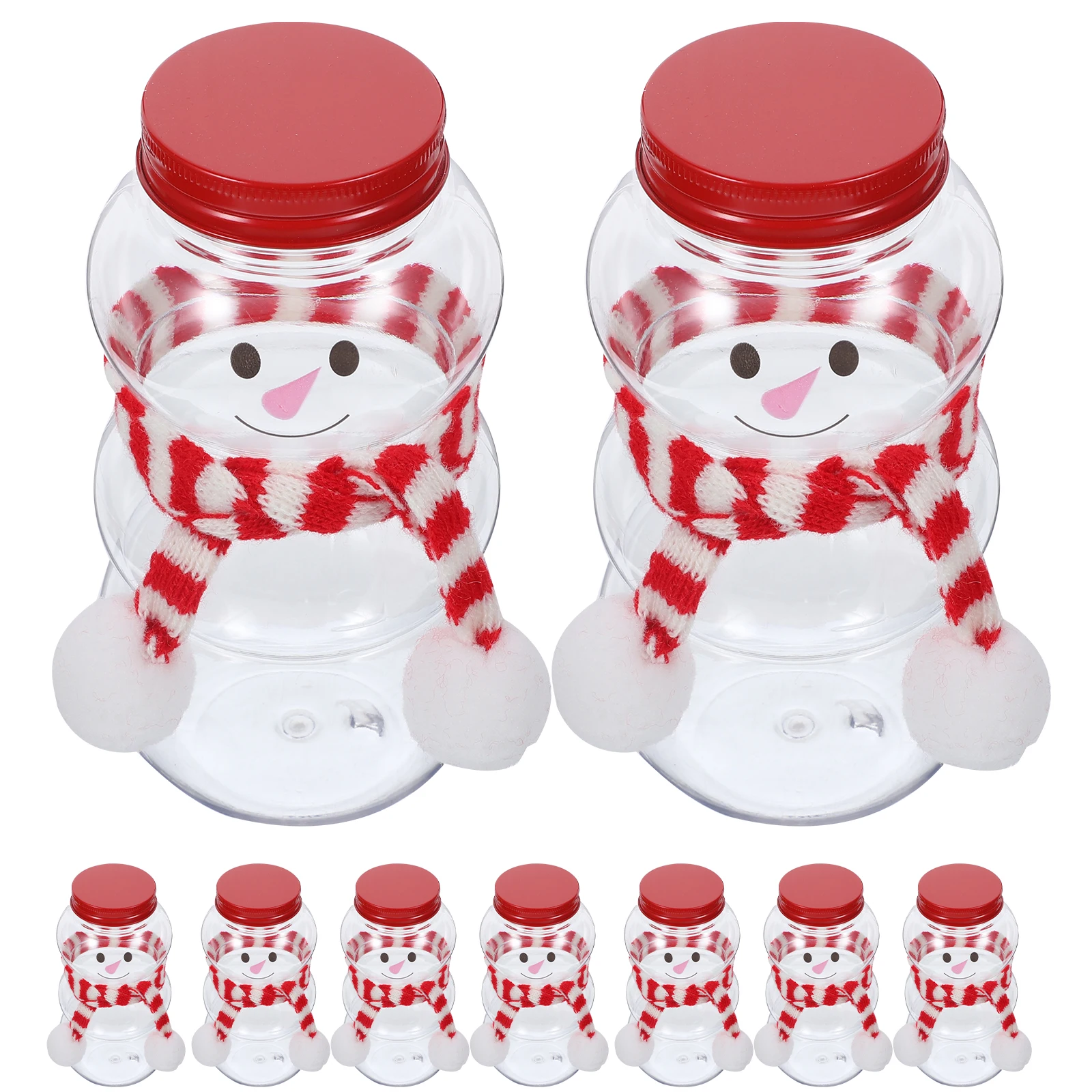 

10 Sets Milk Tea Beverage Portable Juice Containers Reusable Empty Water Bottles With Caps Flat Bottom Outdoor Snowman Candy