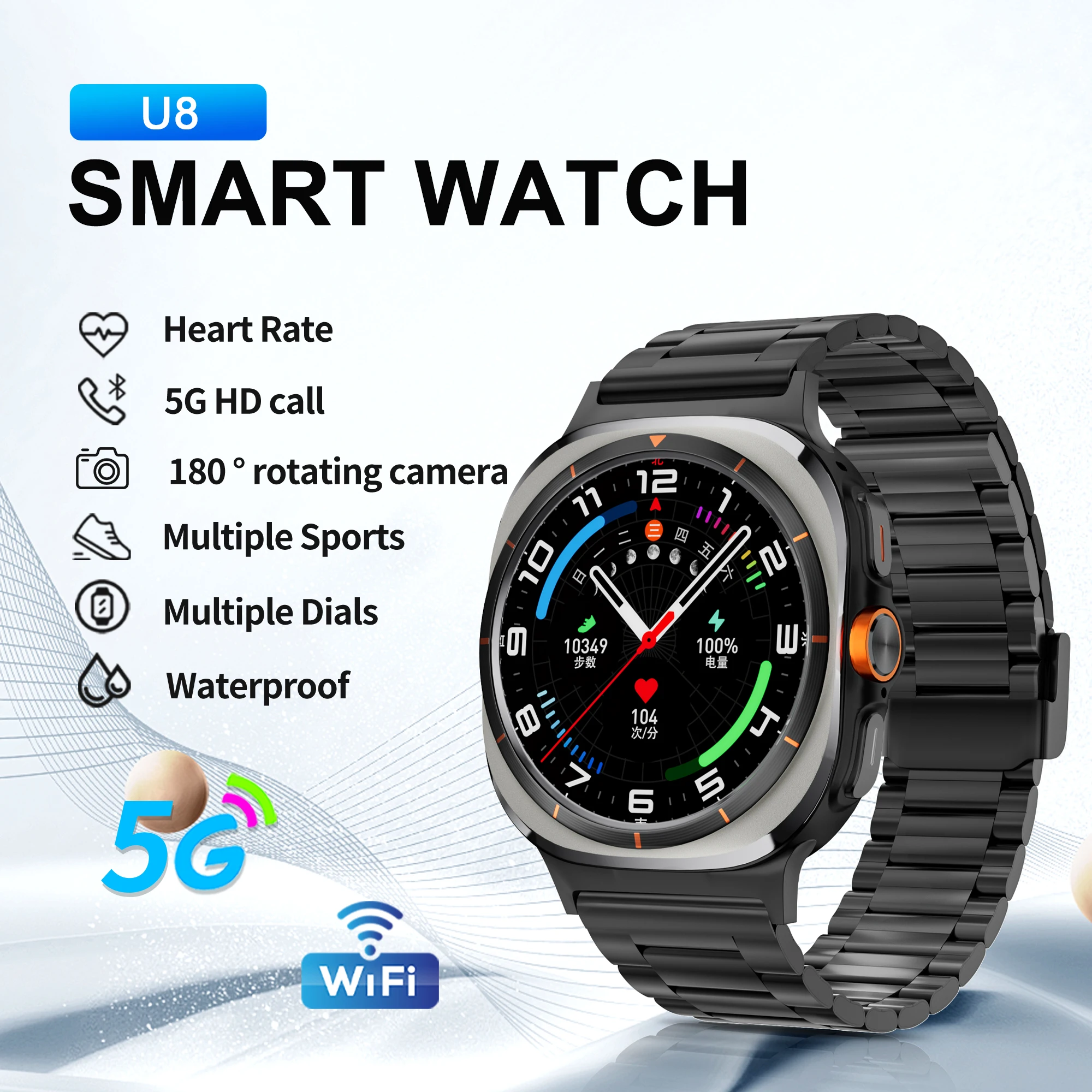 

SERVO U8 Ultra IOS Android 9.0 Smart Watch Men 4G 5G SIM Card WiFi NFC GPS 3+32GB Smartwatch Rotating Camera Sport Watch Google