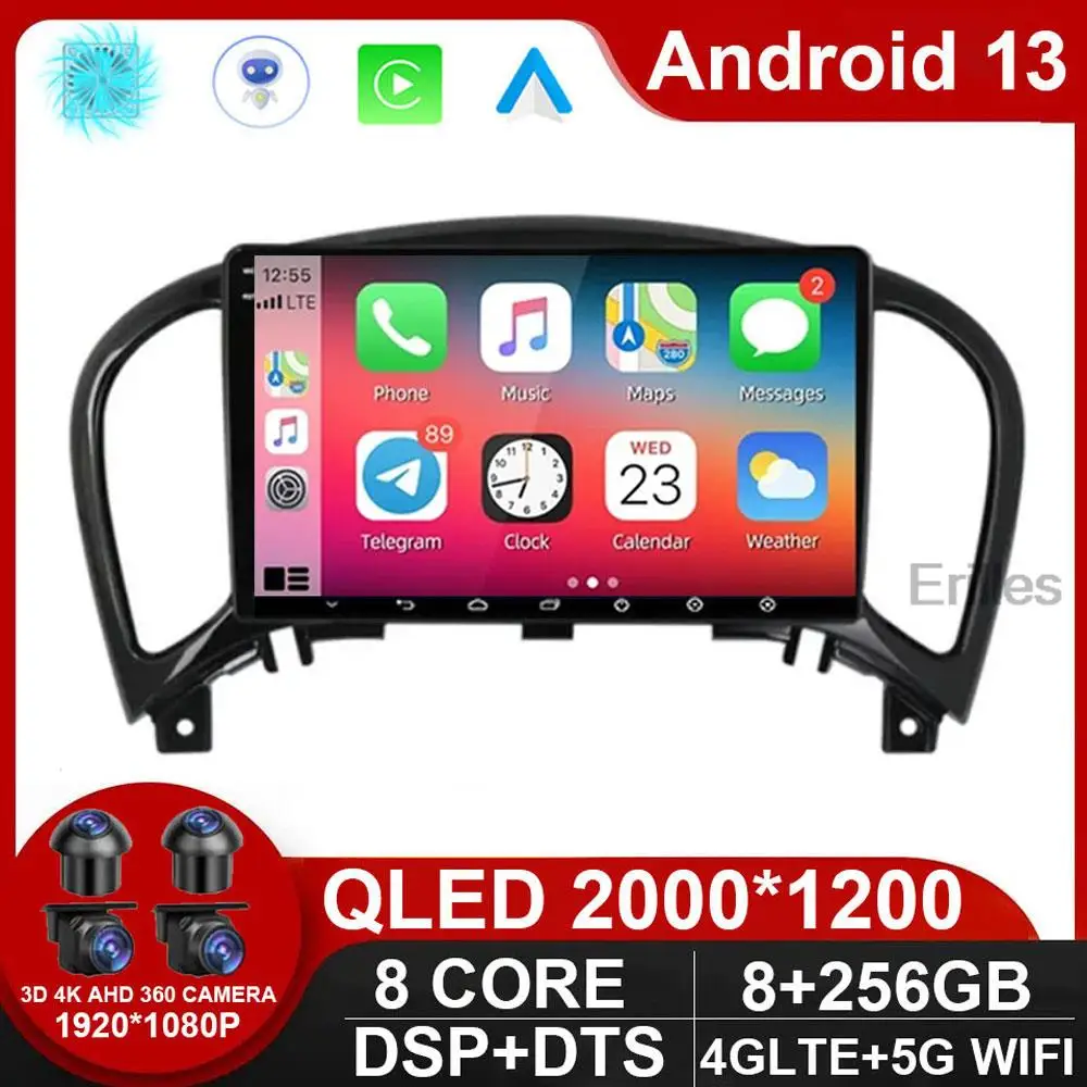 

9" 4G Carplay 2din Android 13 Car Radio Multimedia Video Player GPS Navigation For Nissan Juke YF15 2010 - 2014 Head Unit