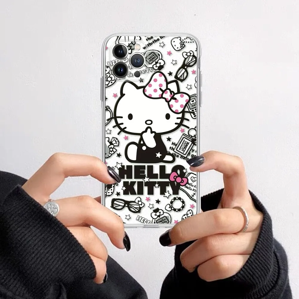 Cartoon H-Hello-Kitty Phone Case For IPhone 15 8 7 6 6S Plus X SE 2020 XR XS 14 11 12 13 Mini Pro Max Mobile Case