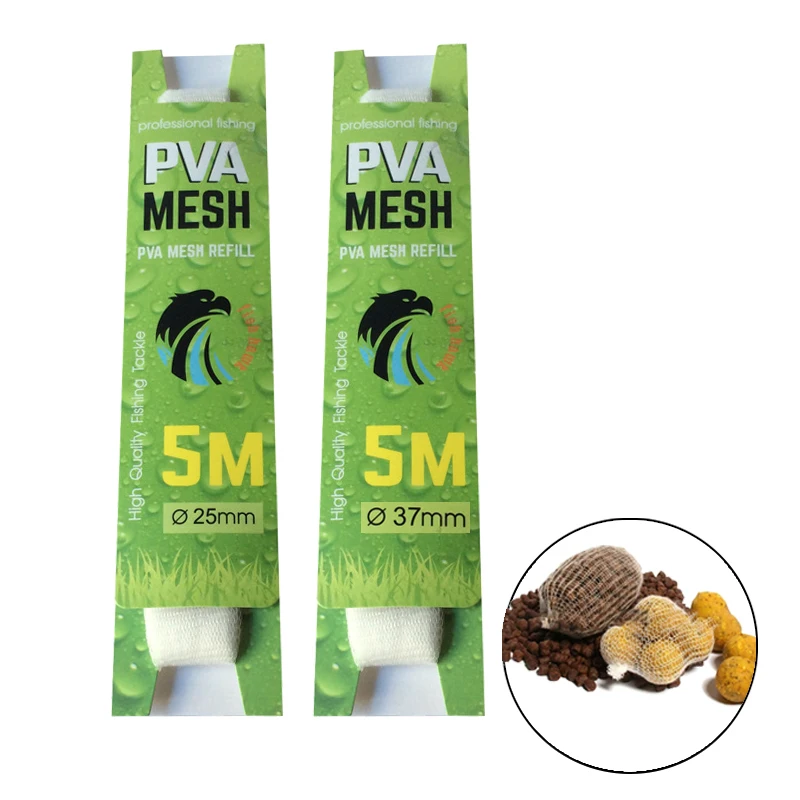 5M PVA Mesh Water-soluble Fishing Nest 18/25/37/44MM Environmental Carp Fishing Feeder European Fishing Accessories