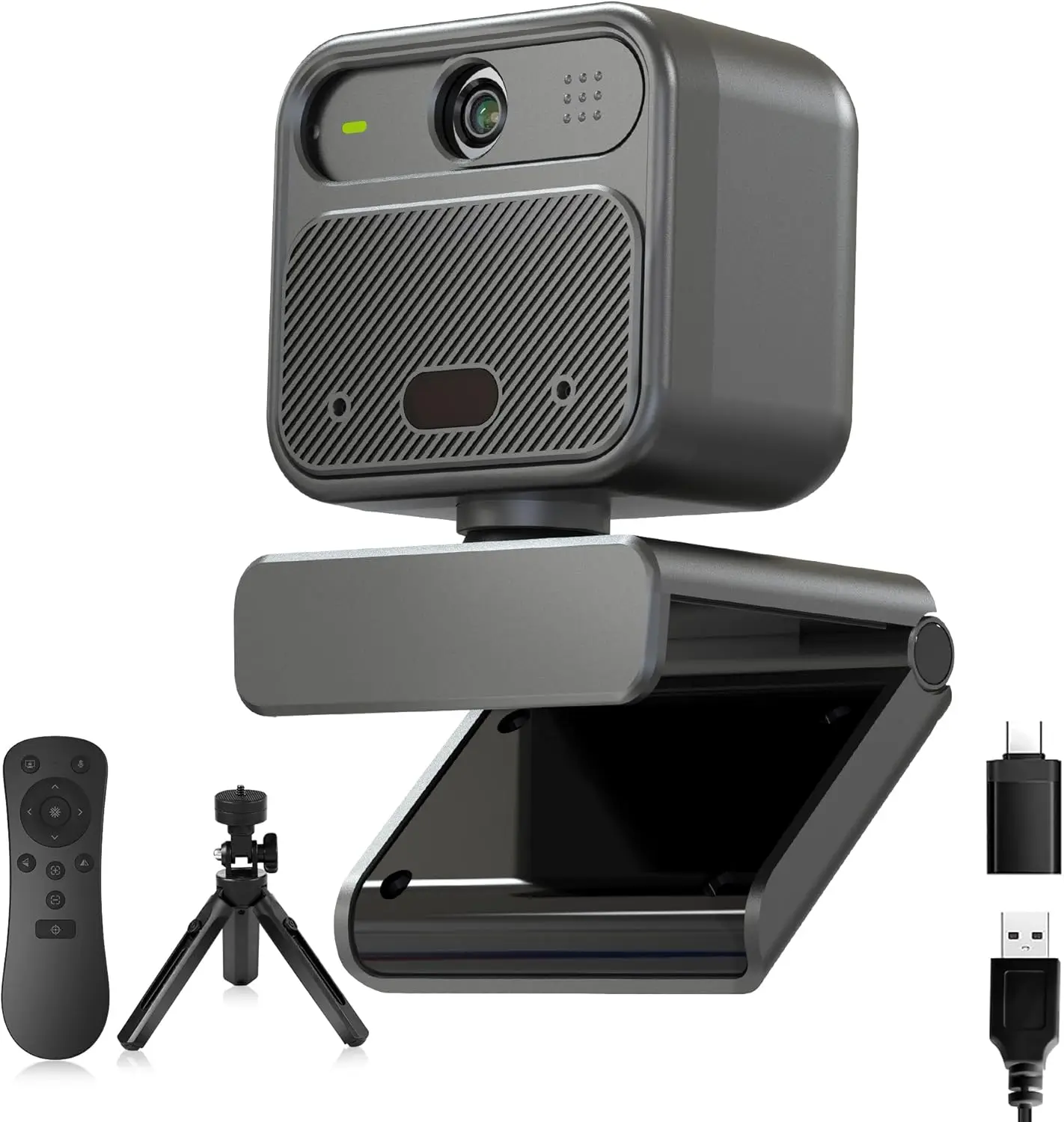 4K Webcam with Dual Microphones, 85 Wide Angle, Remote Control, Privacy Cover & Tripod for PC Zoom Skype Teams