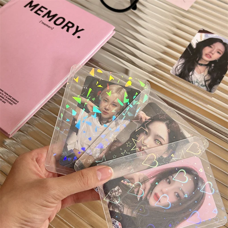 1PC Idol Photo Card Protective Case Love Heart Kpop Photocard Cover 3in Laser PVC Photo Card Sleeves