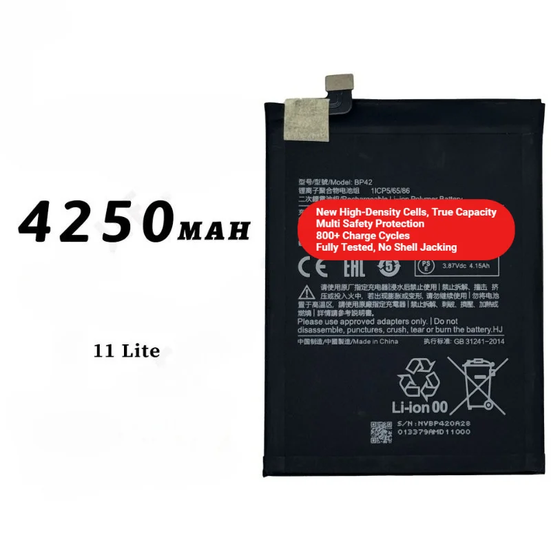 BP42 for Xiaomi 11/11 lite Phone Battery 0 Cycle High Quality High Capacity Battery Replacement Bateria Grade A Cell with Tools