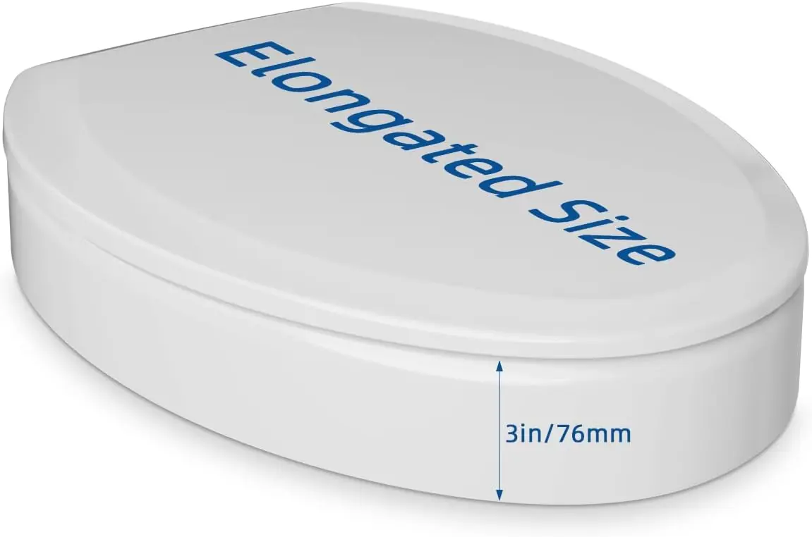 Elevated Toilet Seat Riser 3 Inch Heavy Duty Soft Close Easy Install Clean Elongated Raised Bowl White for Elderly Disabled