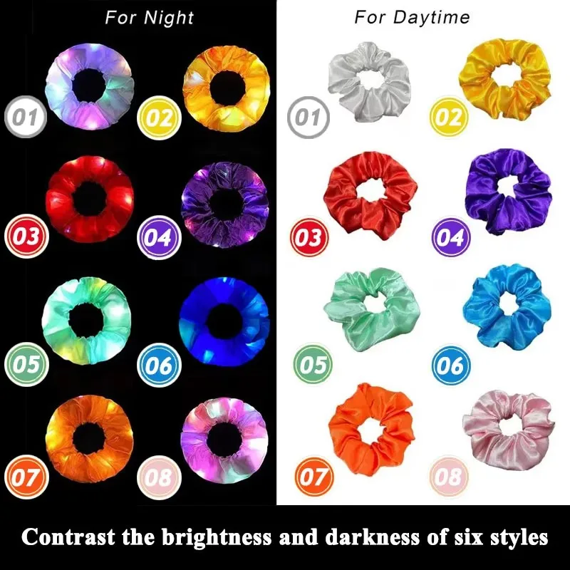 10/50pcs Popular Flashing Light Up Girls Hair Tie LED Luminous Scrunchies Headwear Women Scrunchy Hair Rope Hairband Accessories