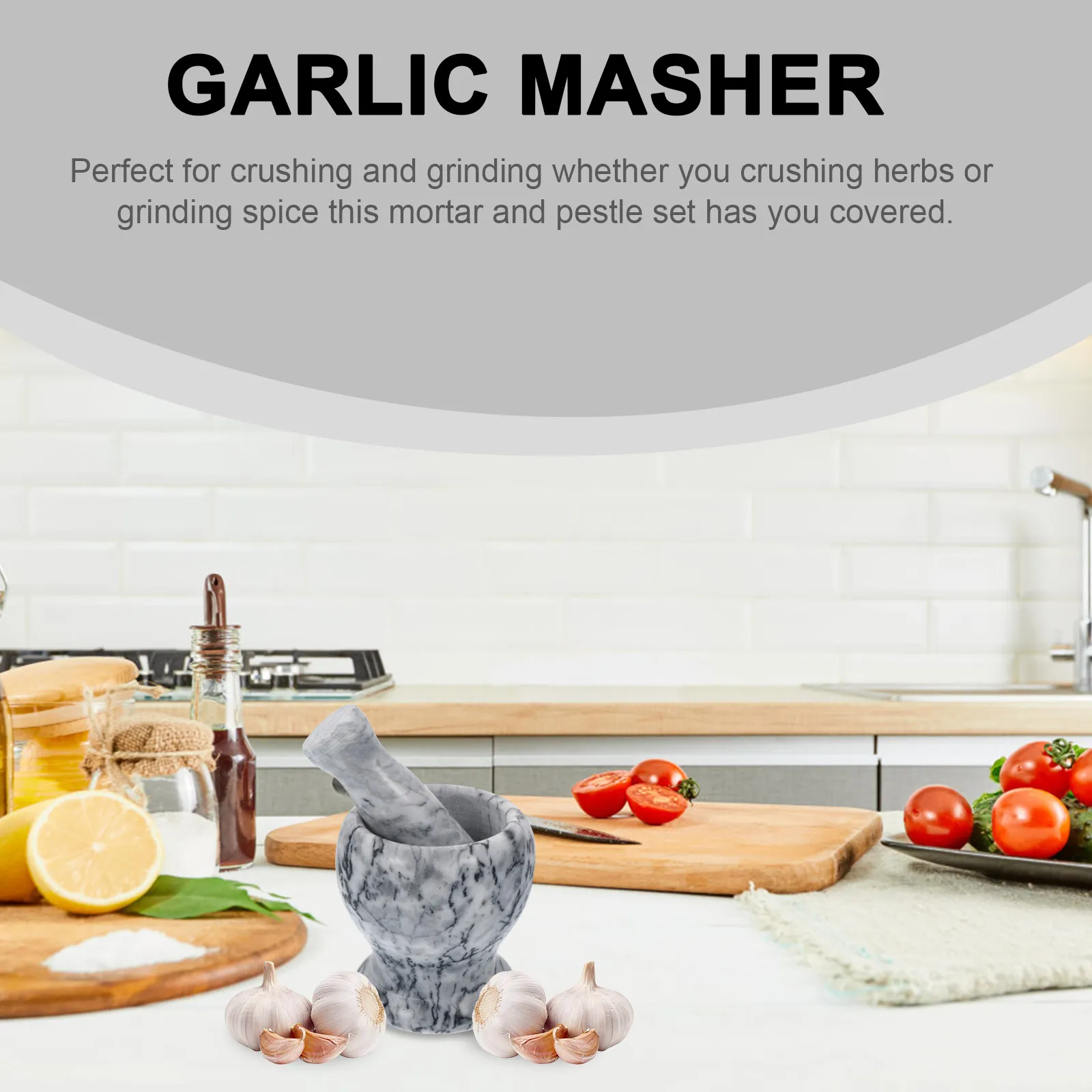 

Набор для измельчения чеснока: прочный мраморный молоток и ступка для домашней кухни, многофункциональная чаша для измельчения и смешивания