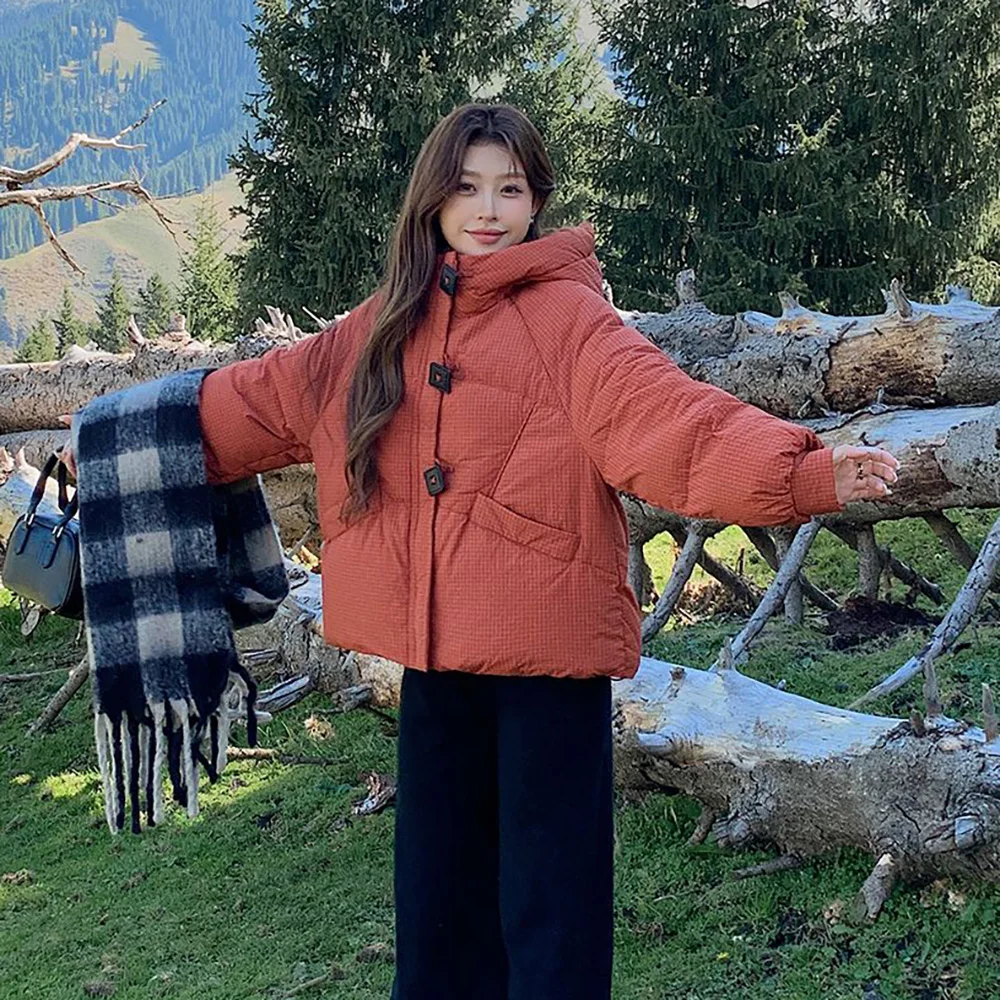 

2024 Korean Version Of Short Cotton-padded Jacket Loose Hooded Bread Coat Autumn And Winter New Fashion Casual Coat Women.