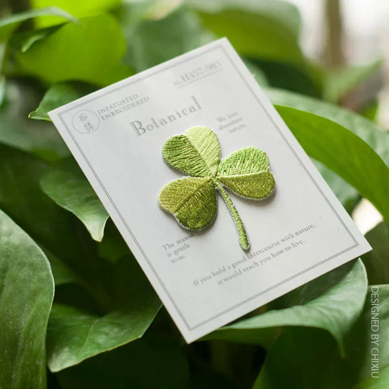 1Pc Clover Patches 4-Leaf Clover Patches Cloth Ironing Stickers Embroidery Patc…