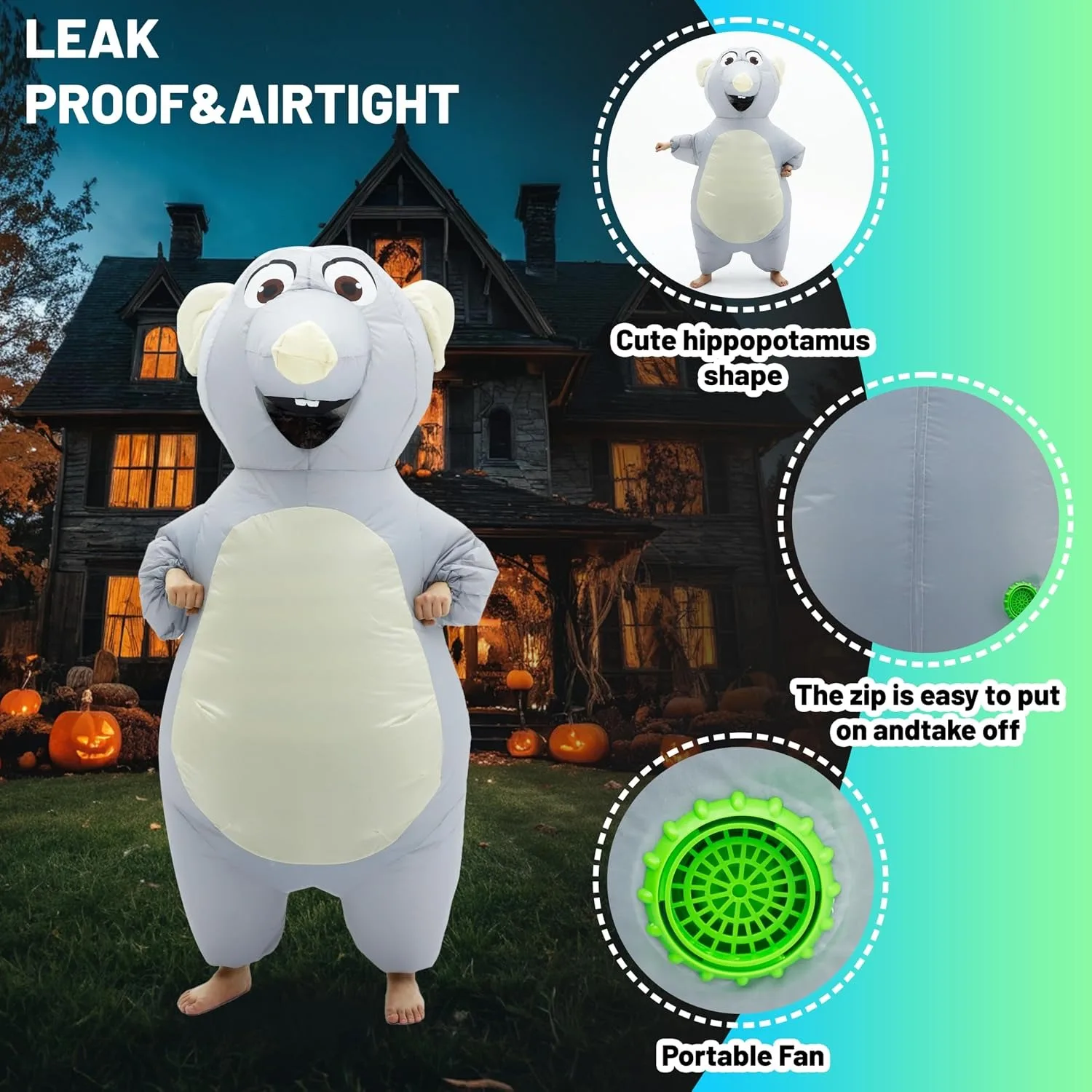 Inflatable Mouse Costume for Adult Blow up Mouse Costume Funny Halloween Party Cosplay Costume Suit view 3