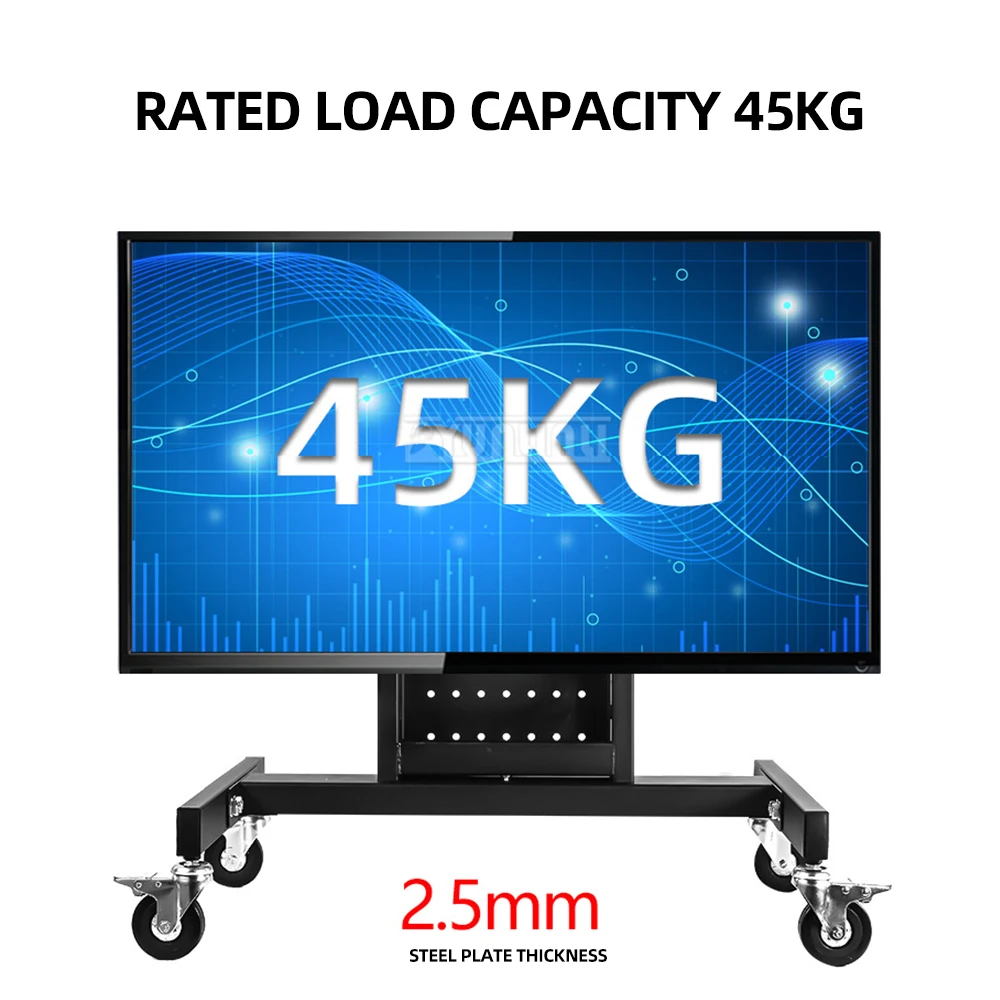 Supporto TV corto universale Carrello da pavimento da 32-65 pollici con gancio TV ad angolo di 45 gradi regolabile