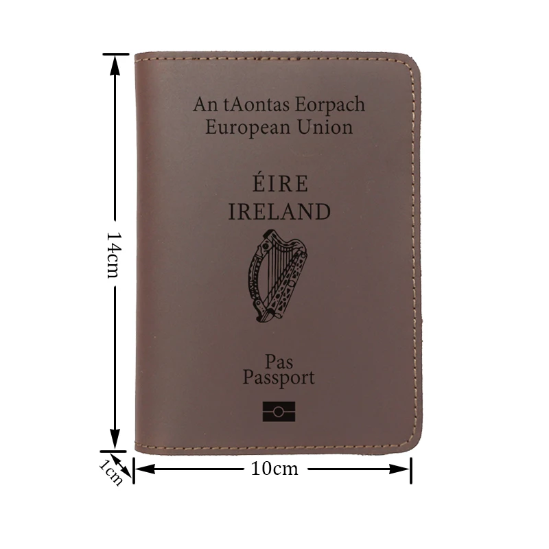 Handmade Genuine Leather Ireland Passport Cover Engraving Name  Republic of Ireland Passport Holder Vintage Wallet Card Holder