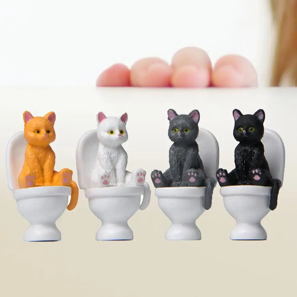 Cat Animal Model Toy Cat Figures High Simulation Vivid Expression Decoration Accessories Toilet Sitting Miniature for Kids