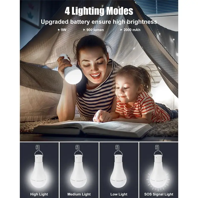 ABHI-USB Rechargeable Light Bulb, Battery Backup Emergency Light Bulb For Home Power Outage, Hanging LED Light Bulb,4 PCS Durabl