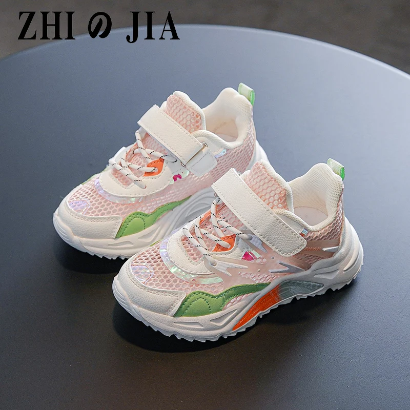 Fashion Summer Girls Sneakers Children's Casual Shoes Cute Tennis Breathable Running Shoes Comfortable Non-Slip Sports Female