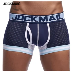 Jockmail-メンズ通気性スポーツボクサーショーツ、メッシュステッチパンツ、柔らかく快適なパンティー、フィットネス下着