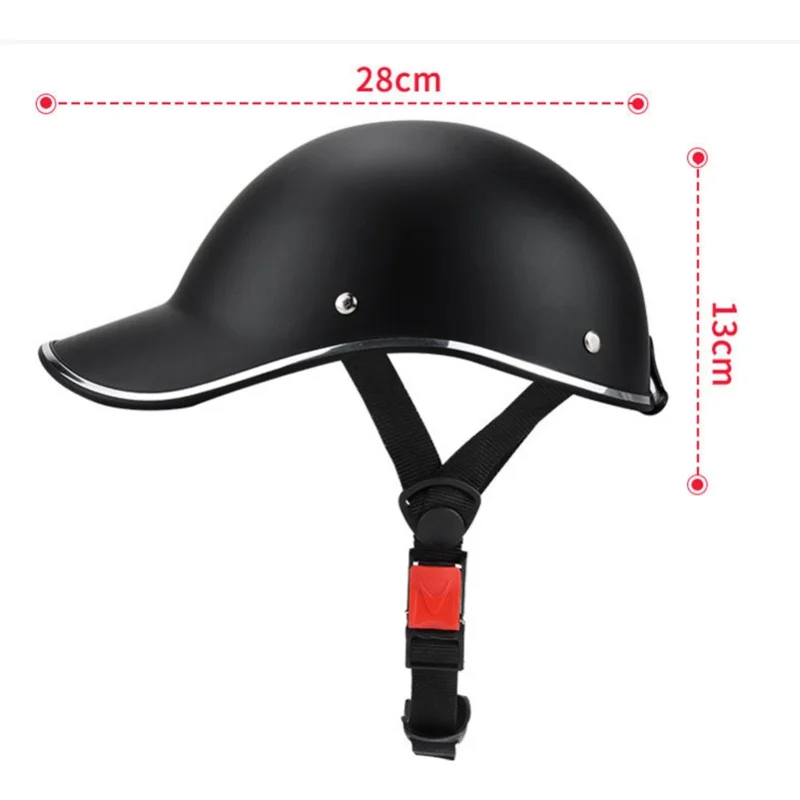 Motorcycle Baseball Style Helmet Hard Hat Breathable Adjustable Lightweight ABS Plastic Black