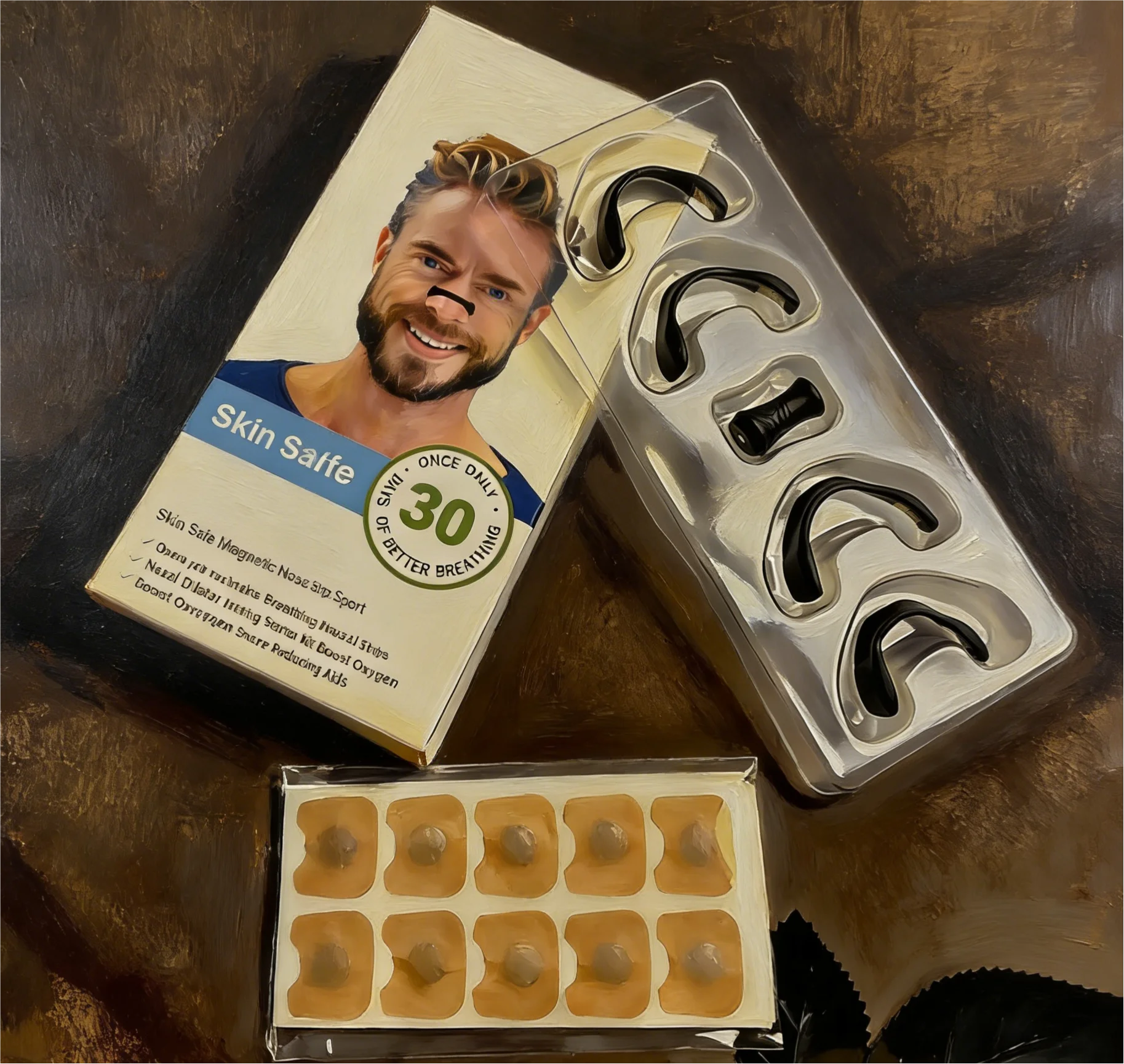 

Magnetic Nose Strips Skin-Safe Nasal Dilator, Sport Breathing Aid, Oxygen Boost Snoring Relief Starter Kit