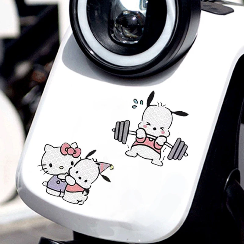 Sanrio Hello Kitty Reflective Car Sticker Rearview Mirror Sticker Car Body Decorative Sticker Motorcycle Vehicles Automobiles