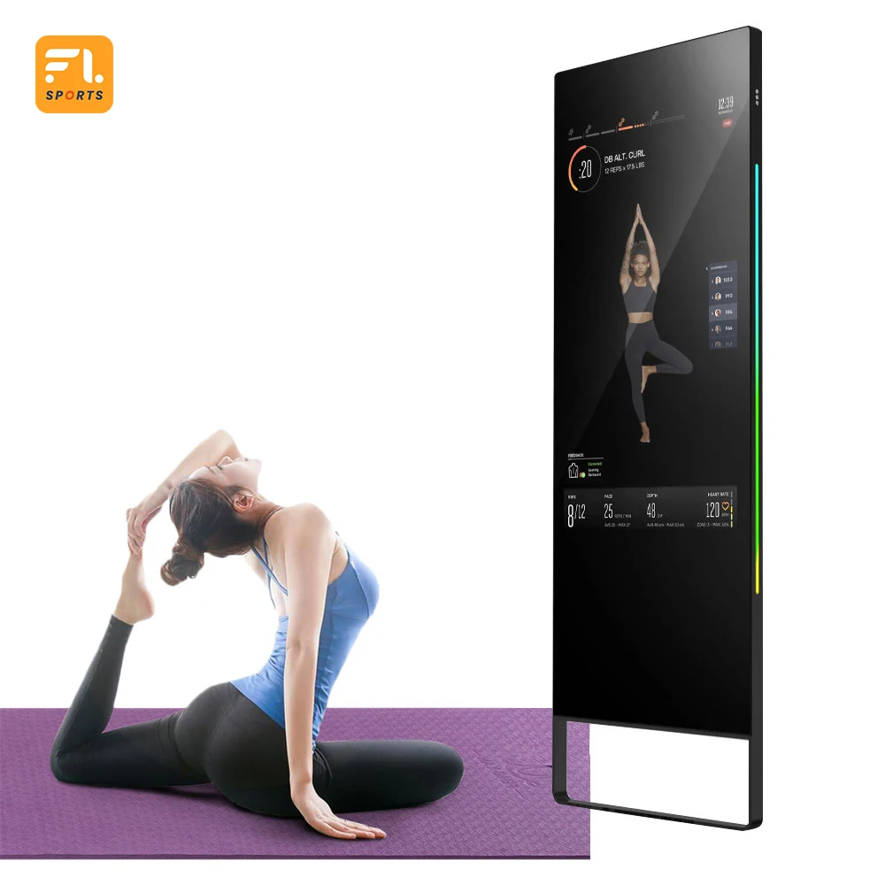 Espejo de entrenamiento inteligente para ejercicio en casa, pantalla electrónica de vidrio, entrenamiento interactivo largo