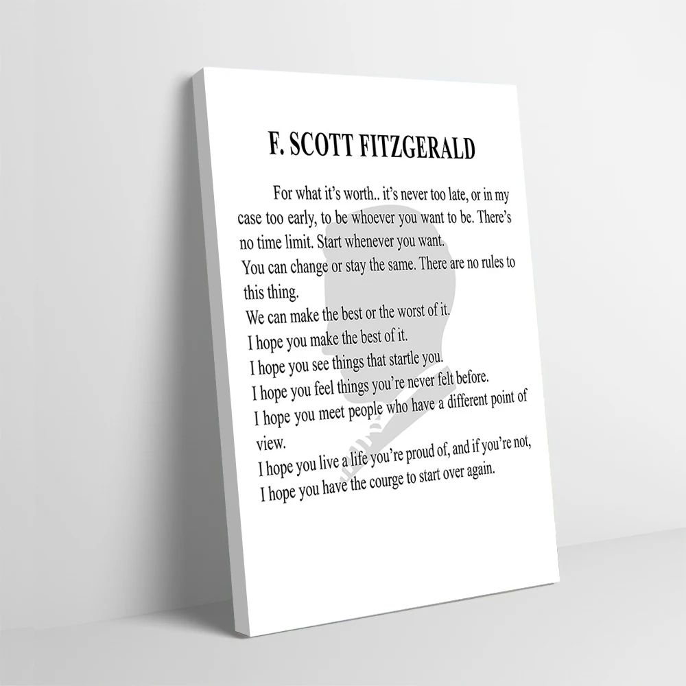 F Scott Fitzgerald Quote Poster Customizable Printed Canvas Painting Wall Art Gift for Bathroom Decor Room Vintage Decorations
