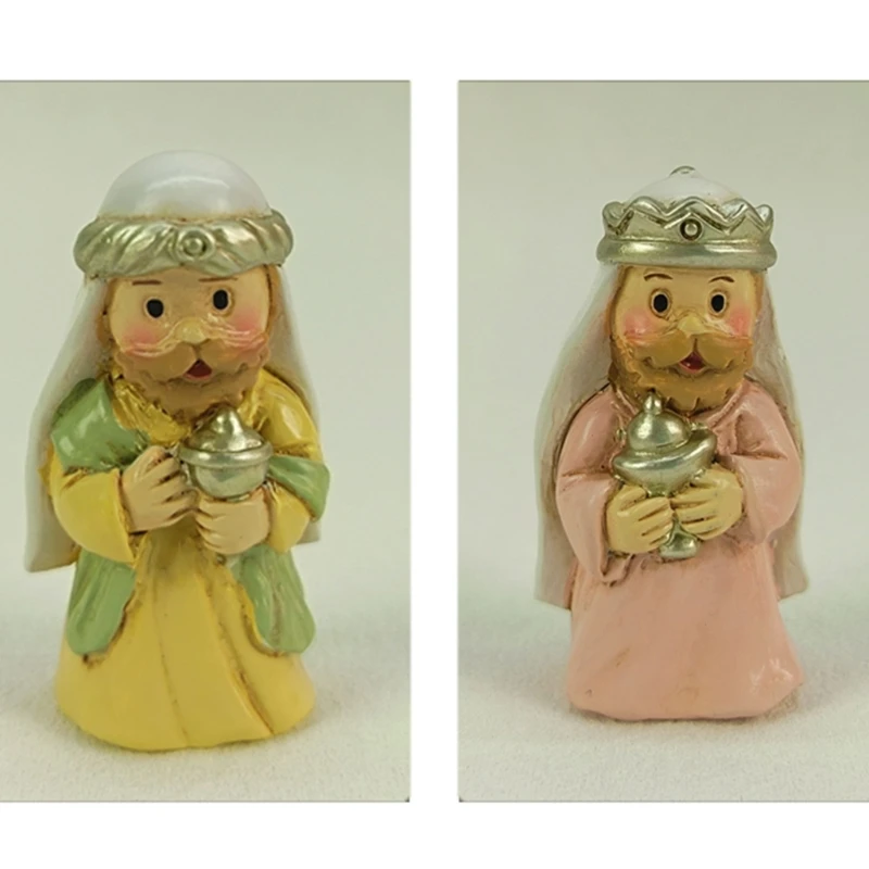 Resins Nativity Figurines Xmases Natvity Scene Statues Tabletop Ornament Gift JOMD