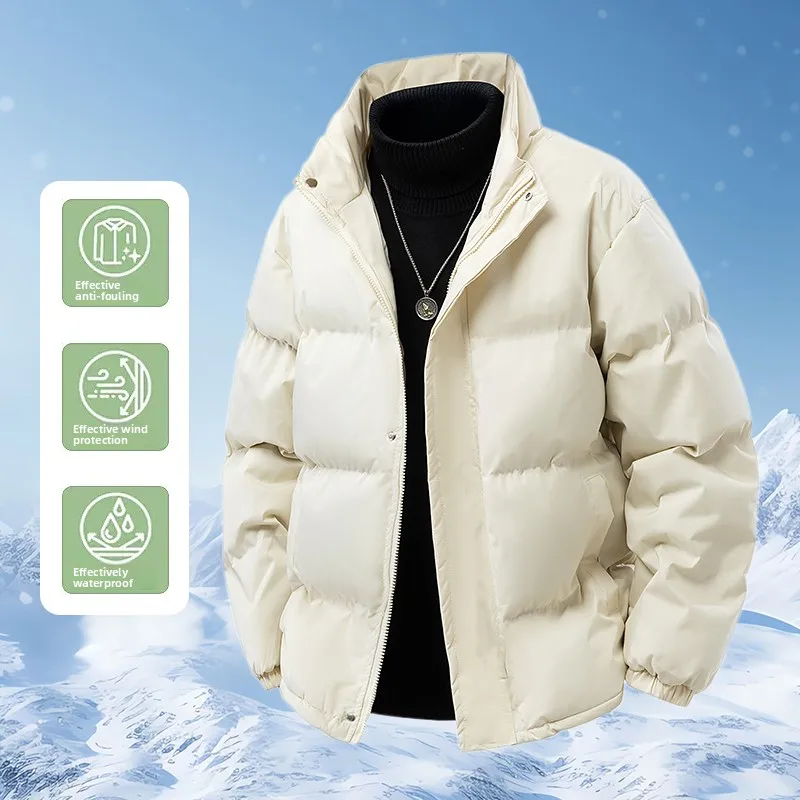 2025 Winter Parka Coat Men Thicken Warm Winter Coat Hooded  Parkas Pure Casual Overcoat Outdoor Couple Clothes Coats Jackets