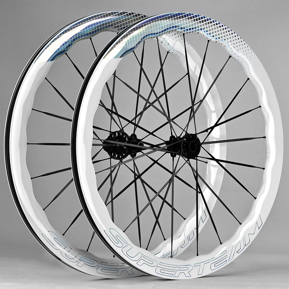 Superteam White Paint Bright Finish Disc Brake Carbon Wheelset Black Radium Mark Lock Cylinder Shaft