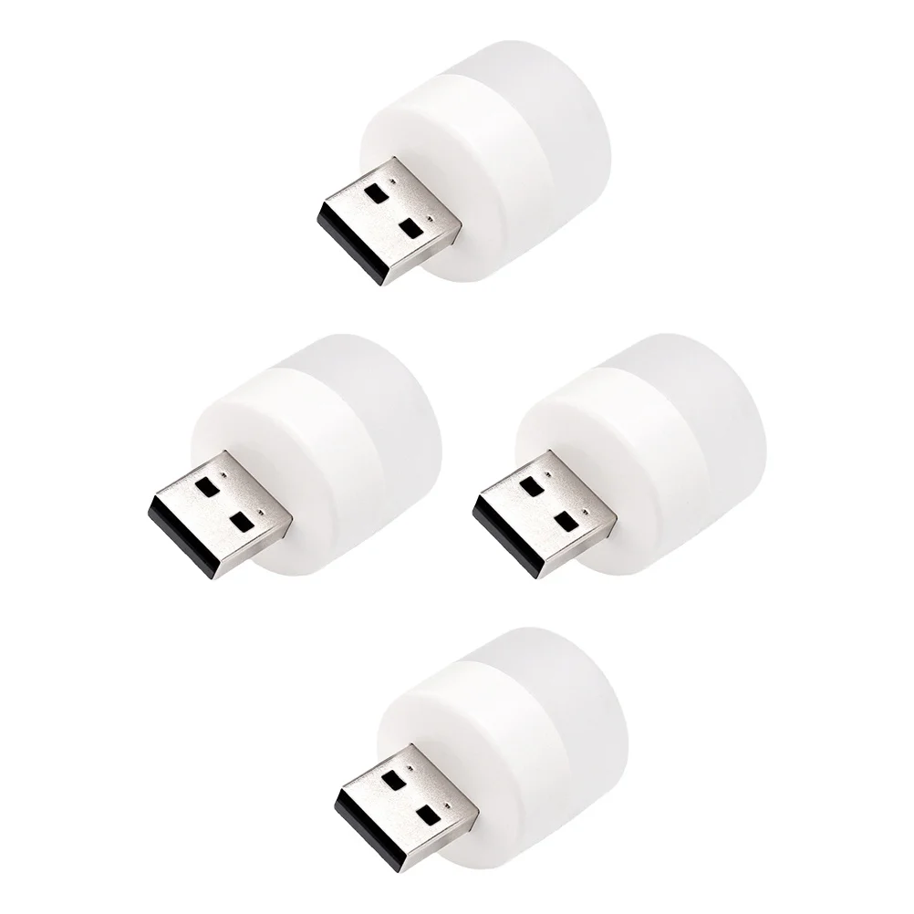 4 Uds USB ahorro de energía luz nocturna pequeña Mini forma redonda dormitorio portátil creativo enchufable lámpara enchufable luz nocturna