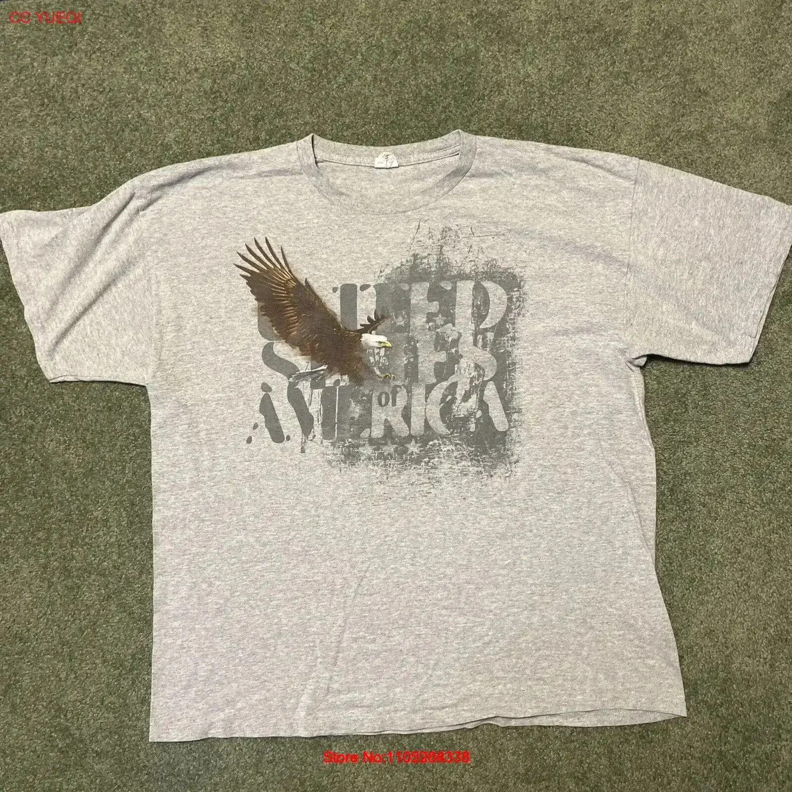 تي شيرت كلاسيكي للرجال مقاس XL الولايات المتحدة الأمريكية بالنسر الأصلع رمادي 90s مغسول ومتمدد ومتعدد الاستخدامات ومريح عتيق مغسول #1