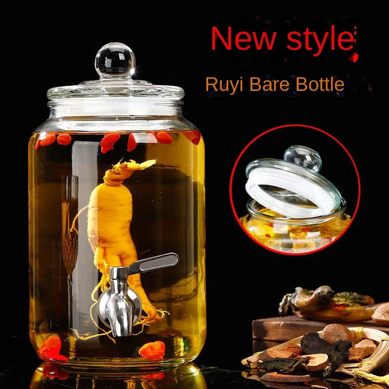 

Glass wine bottle household with faucet sealed wine jar wine pot wine pot wine pot