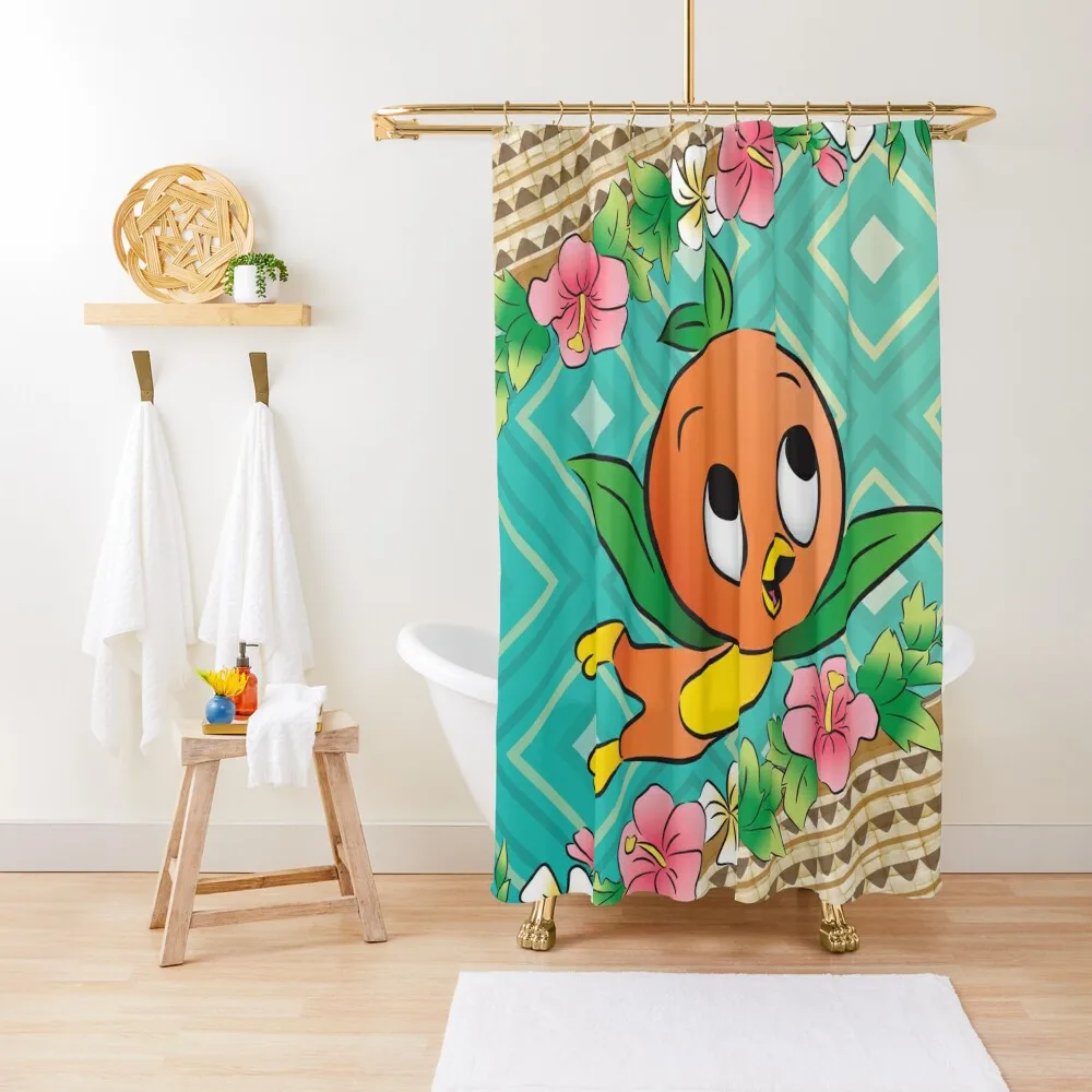 

Tropical Turq Orange Bird Shower Curtain Bathroom Shower Waterproof Bath And Anti-Mold Bathroom Accessory Bathroom Box Curtain