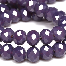 3 4 6 8mm Faceted Ab Violet Color Crystal Glass Beads Rondelle Loose Spacer Beads for Jewelry Making Diy Earring Accessories