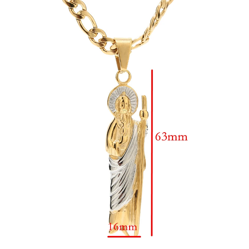 2pcs/lot Stainless Steel 63mm/81mm Jude Thaddeus Pray Religious Charm Necklace Jesus Crucifix Bible Prayer Christian For Gifts