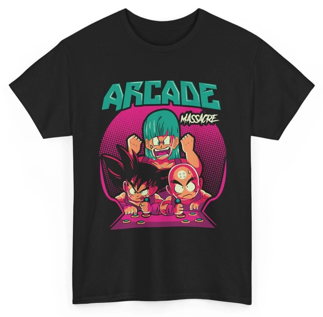 Summer Hot Sale, Goku&Krillin Arcade T-Shirt Retro Gaming Fan Tee Anime T-Shirt Men's Round Neck Short Sleeved T-shirt