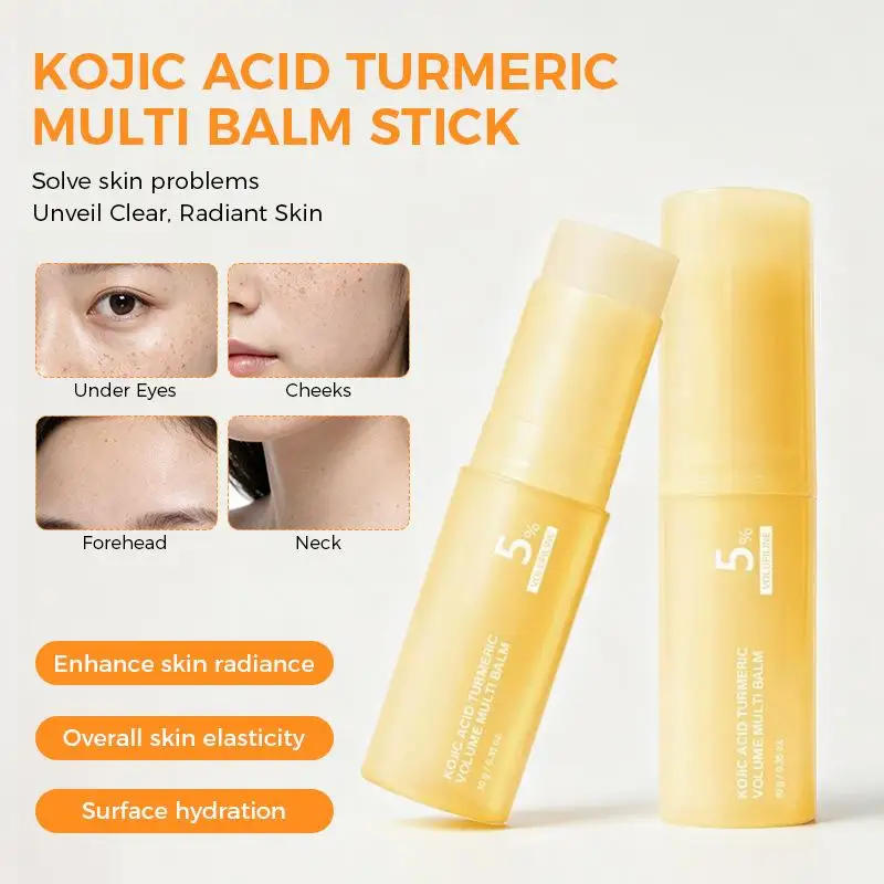 5% Kojic Acid Turmeric Multi‑Balm Stick Hydrating Brightening For Under‑Eyes Cheeks Forehead Neck Enhance Radiance Moisturizing