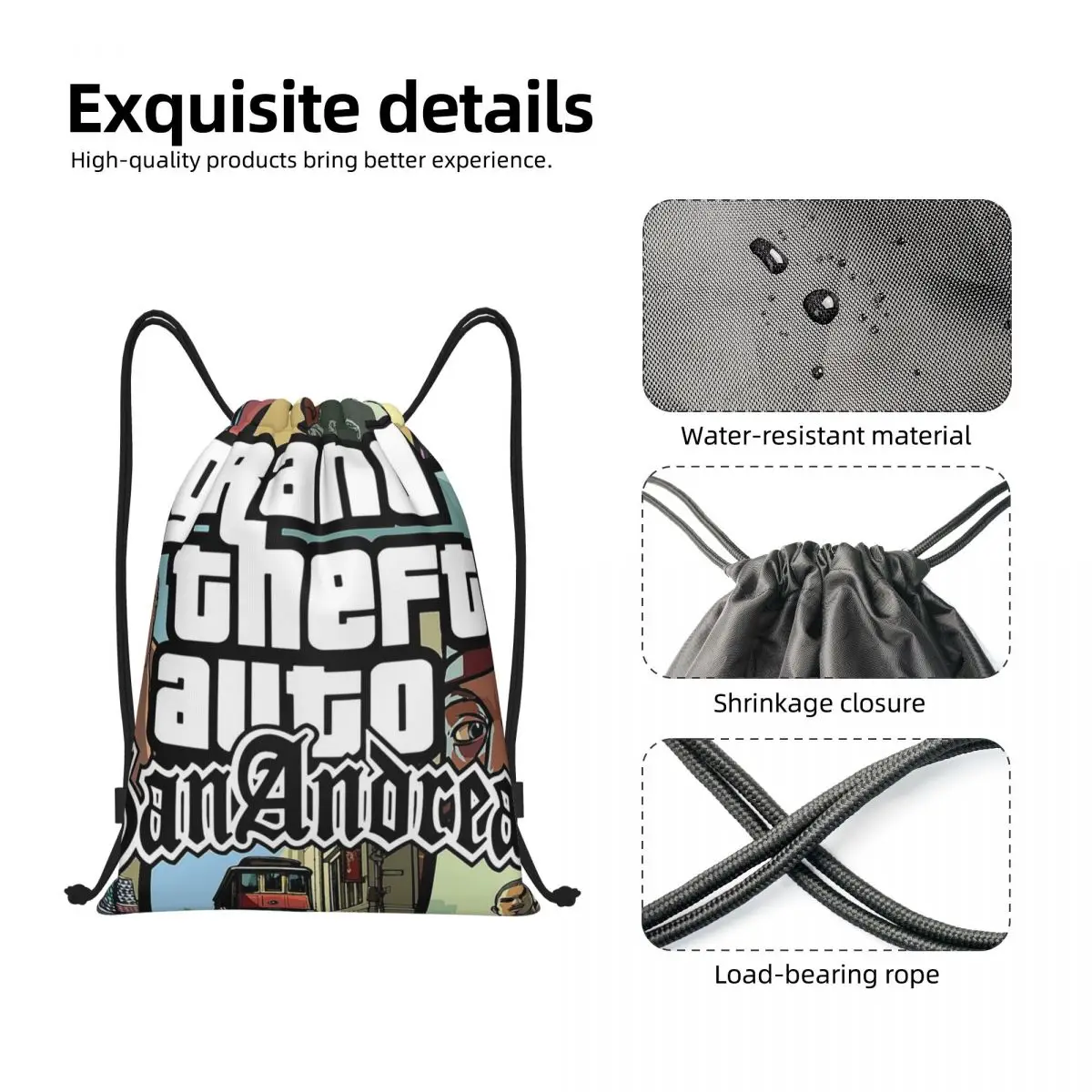 Custom Grand Theft Auto San Andreas Drawstring Backpack Women Men Gym Sport Sackpack Foldable GTA V Game Shopping Bag Sack