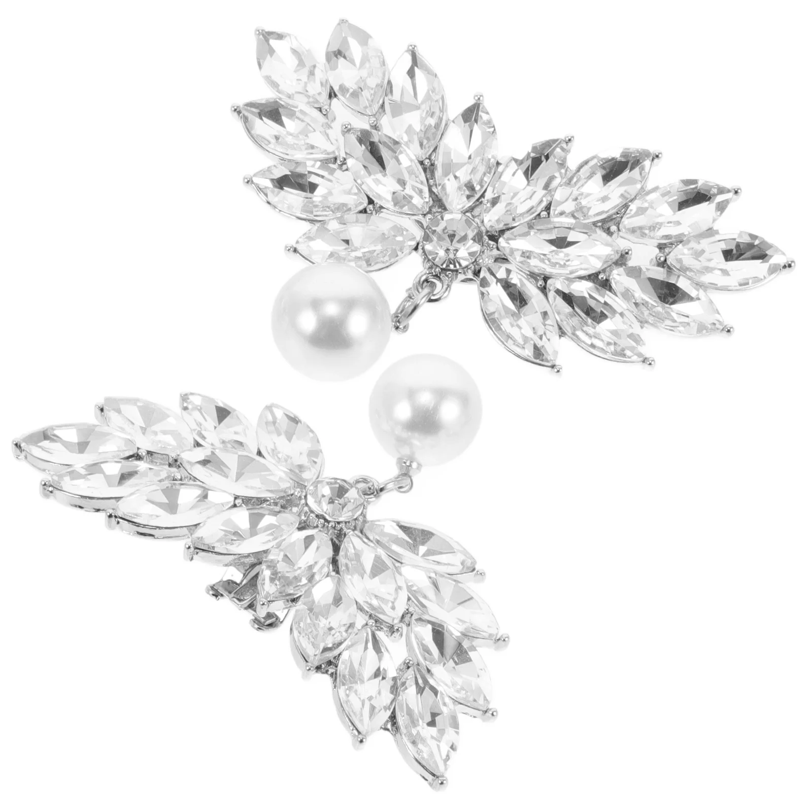 

2Pcs Detachable Crystal Pearl Shoe Clips Rhinestone Buckles Wedding Bridal Charm High Heels Accessory Pearl Shoes Clip