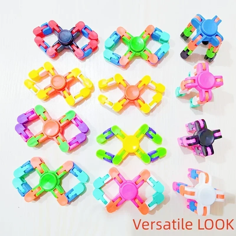 1pcs Variety Fingertip Gyro Chain Gyro Parent-child Games Four-link Bicycle Chain Top Decompression Toy Fidget Spinner Desk Toy