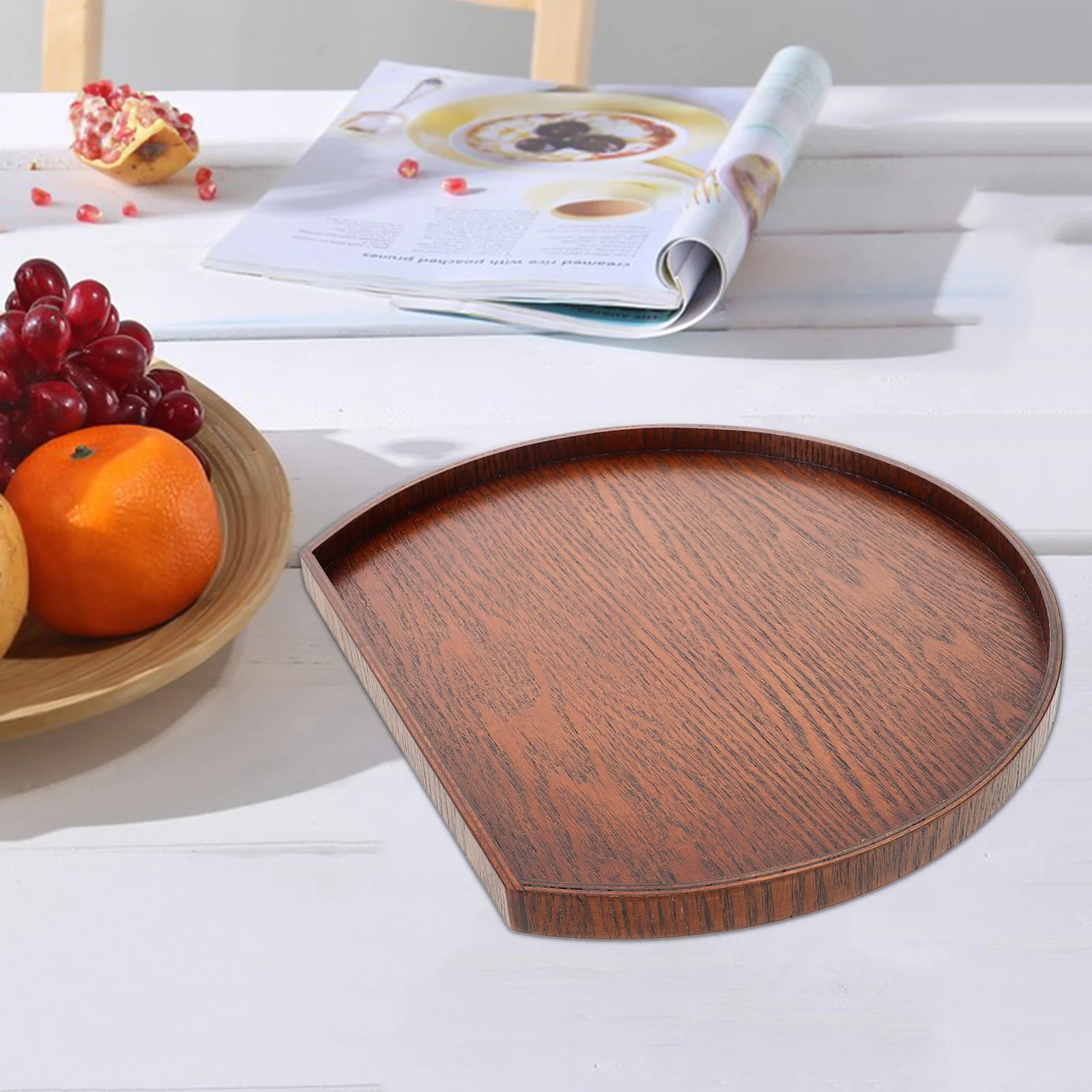 

Wooden Serving Tray Natural Wood Grain Smooth Surface Snack Fruit Plate For Home Kitchen Coffee Shop Table Decor