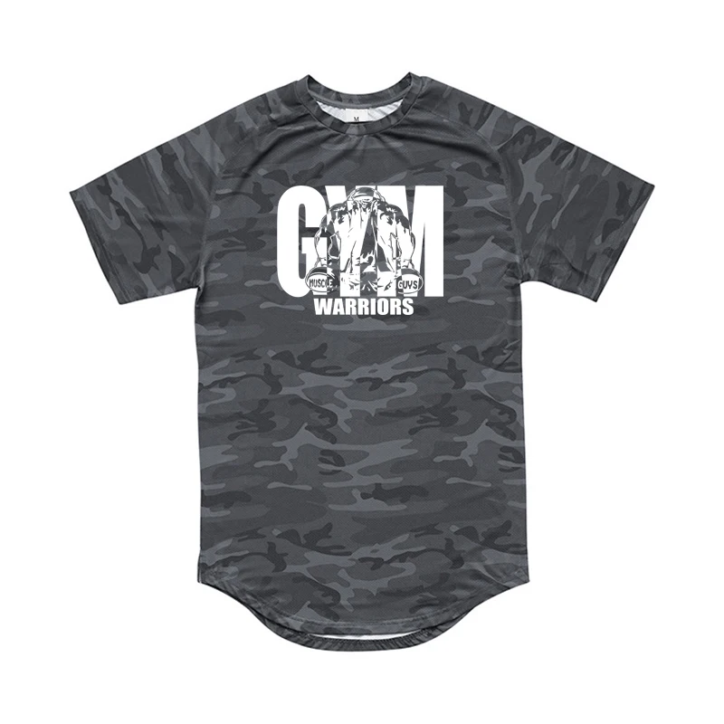 

Камуфляжные летние сетчатые быстросохнущие рубашки для бега, мужские облегающие футболки для фитнеса, тренажерного зала, бодибилдинга, спортивная одежда с короткими рукавами