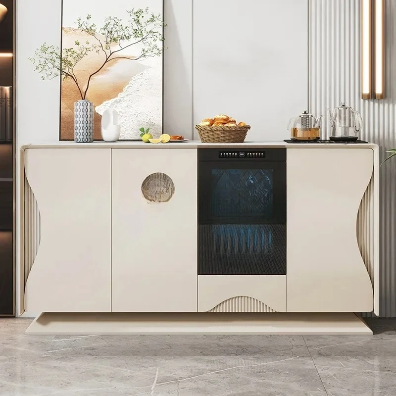 

Modern light luxury solid wood tea bar, machine cabinet, multi-functional storage, drinking water and meal edge integration