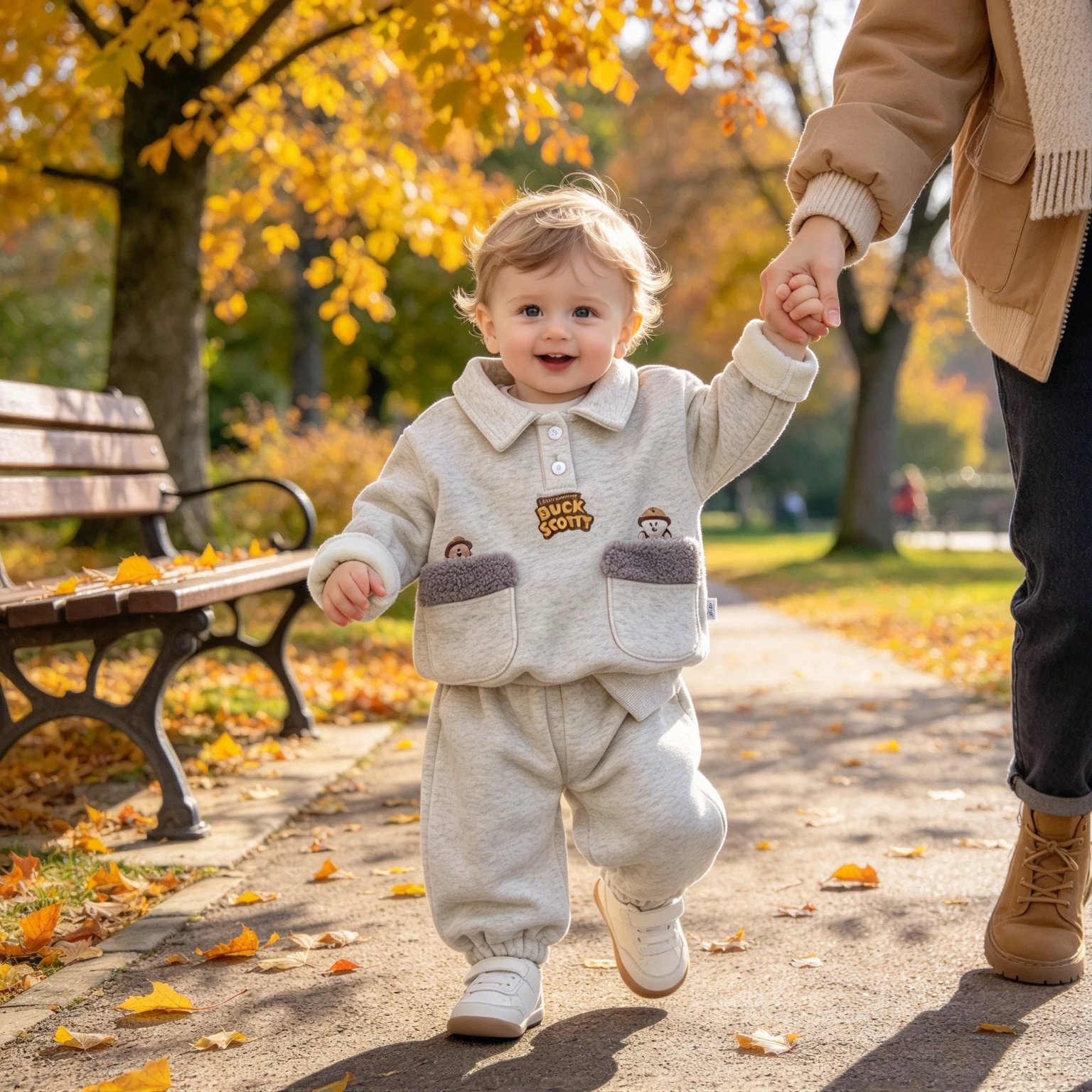 Autumn & Winter Boys Warm Fleece Two-Piece Tracksuit