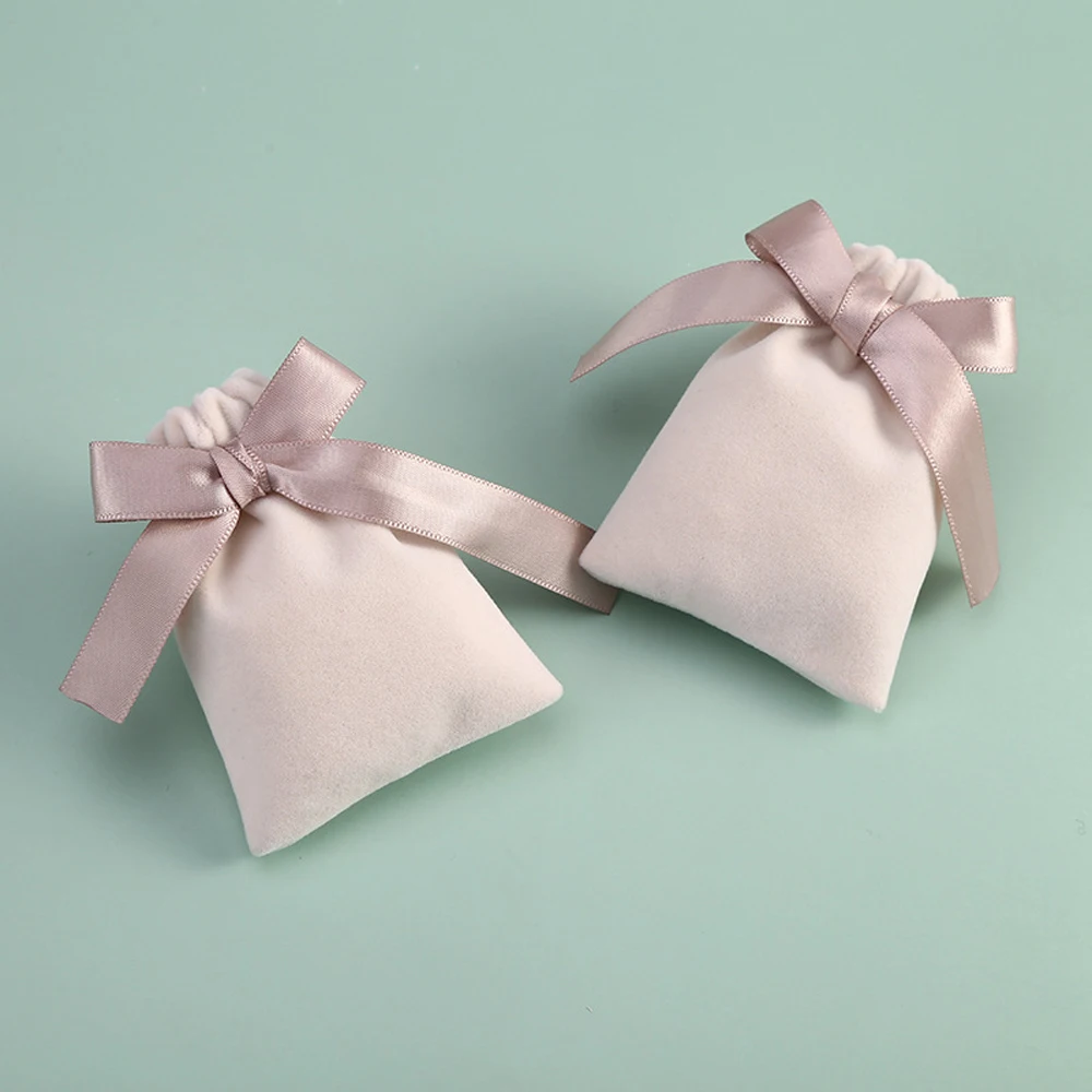 

Earring Storage Exquisite Bandage Bow Drawstring Packaging Bags Jewelry Bags Gift Packaging Velvet Pouch