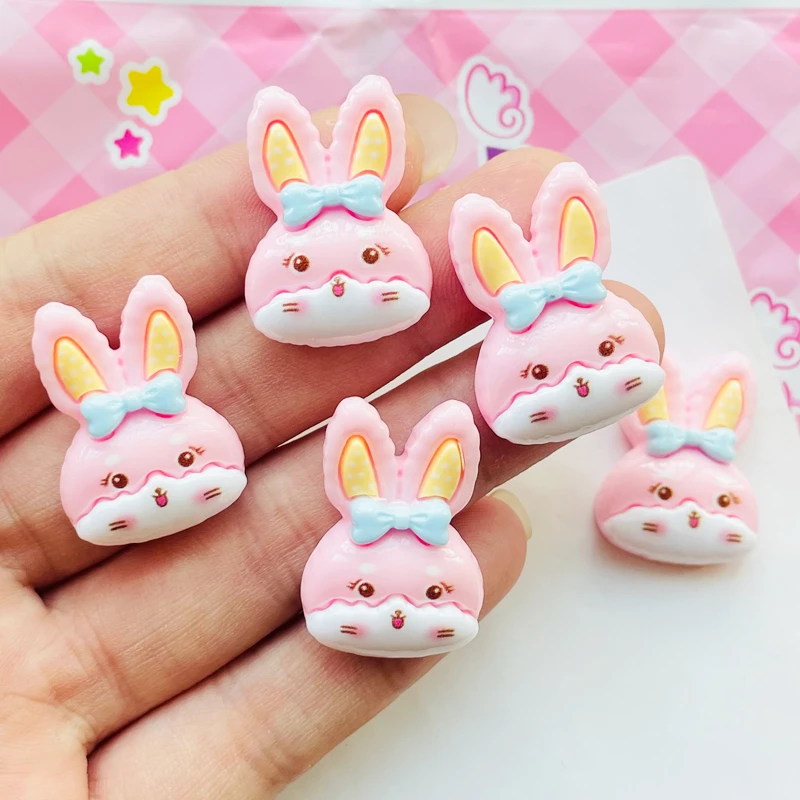 

10 Pcs New 27*20mm Cute Mini Cartoon Animal Little Rabbit Resin Scrapbook Diy Jewelry Wedding Hairpin Decorate Accessories