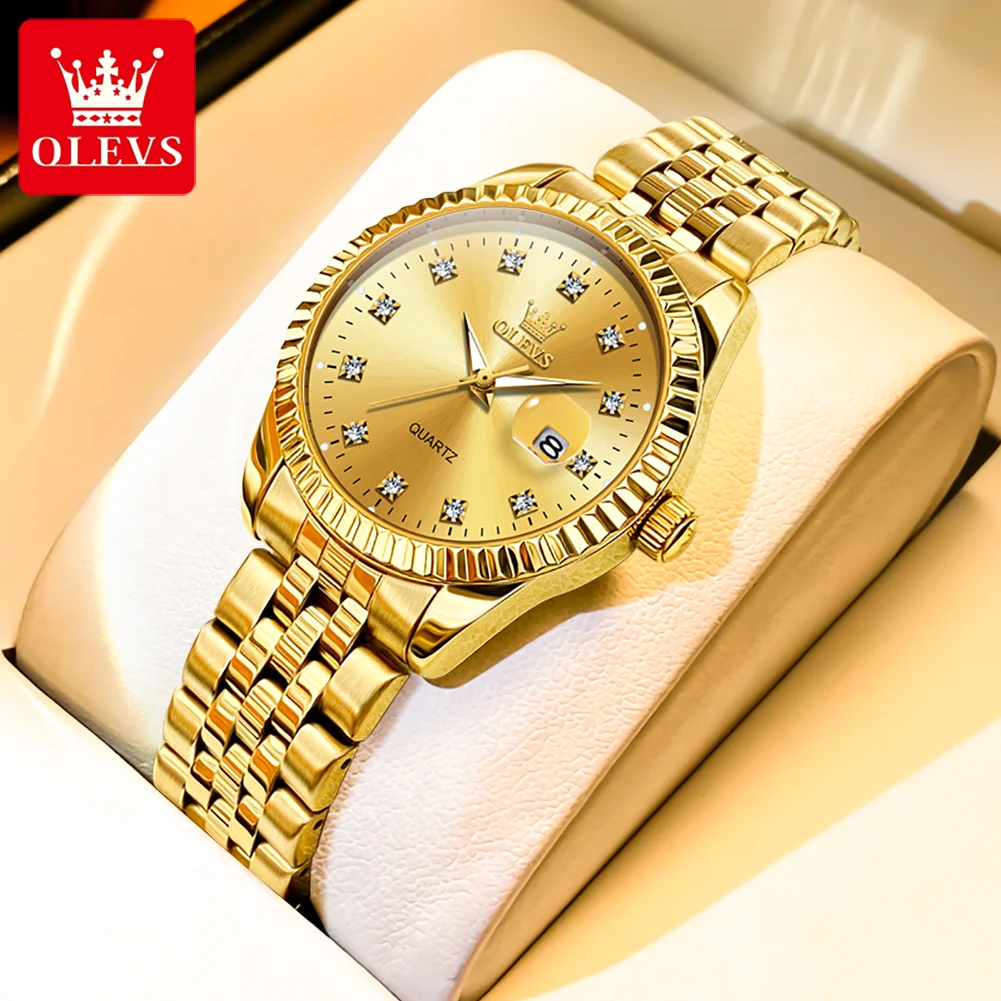 Olevs hot sale Damen uhren Luxus Diamant elegante Damen Armbanduhr Edelstahl wasserdicht leuchtende Damen uhr Schmuck