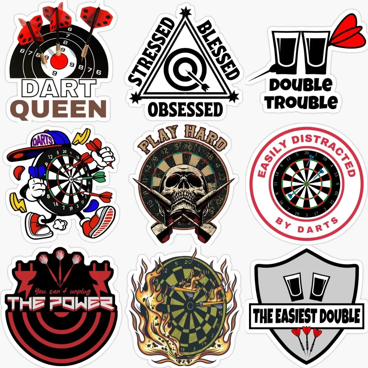 Darts Player Dartboard Creative PVC Waterproof Stickers Accessories for Decorate Car Table Van Bicycle Wall Room Helmet