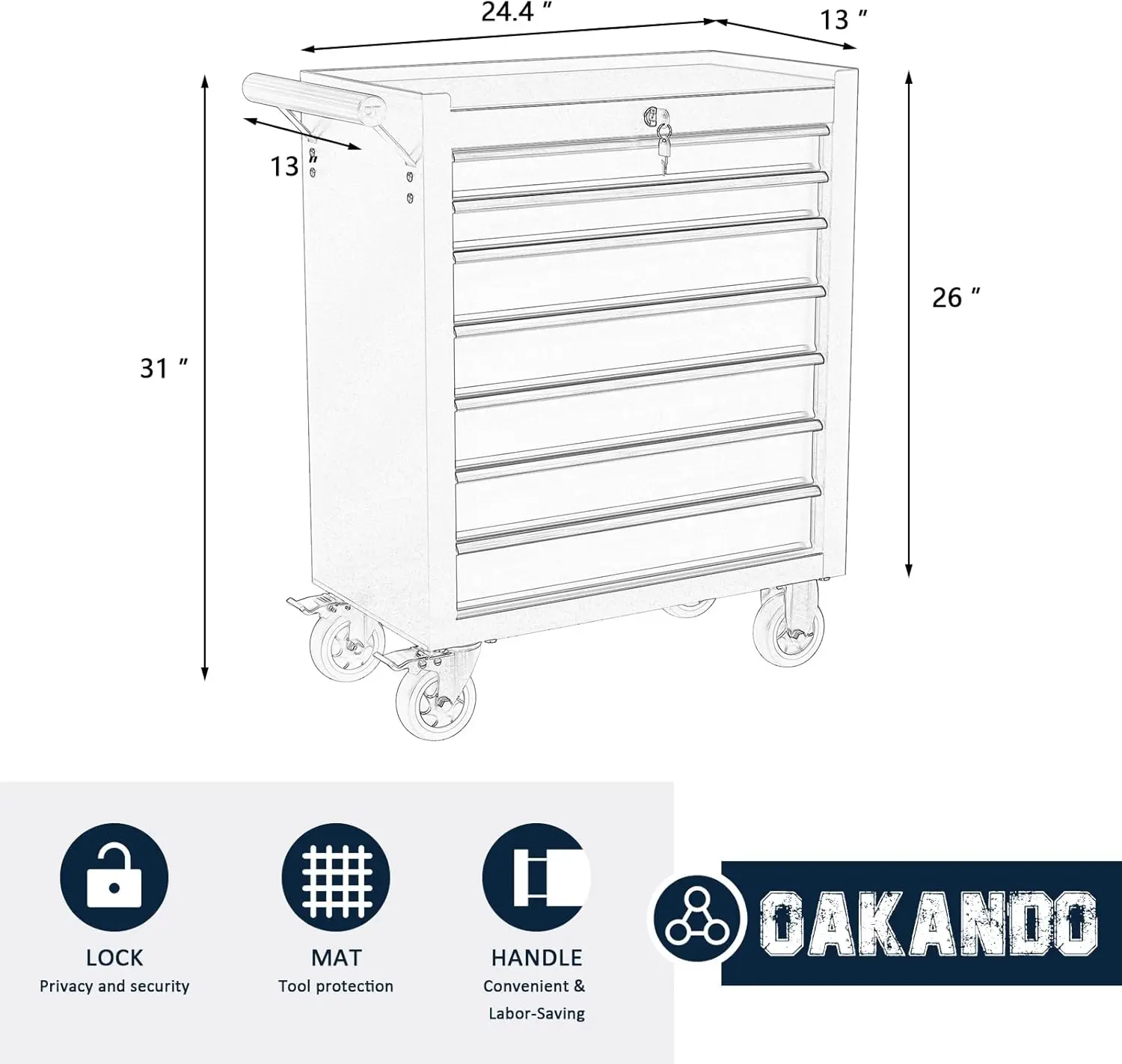 Tool Chest with Wheels,Tool Storage Cabinet with Locking System，Toolbox with Wheels for Garage, Warehouse, Workshop, Repair Shop